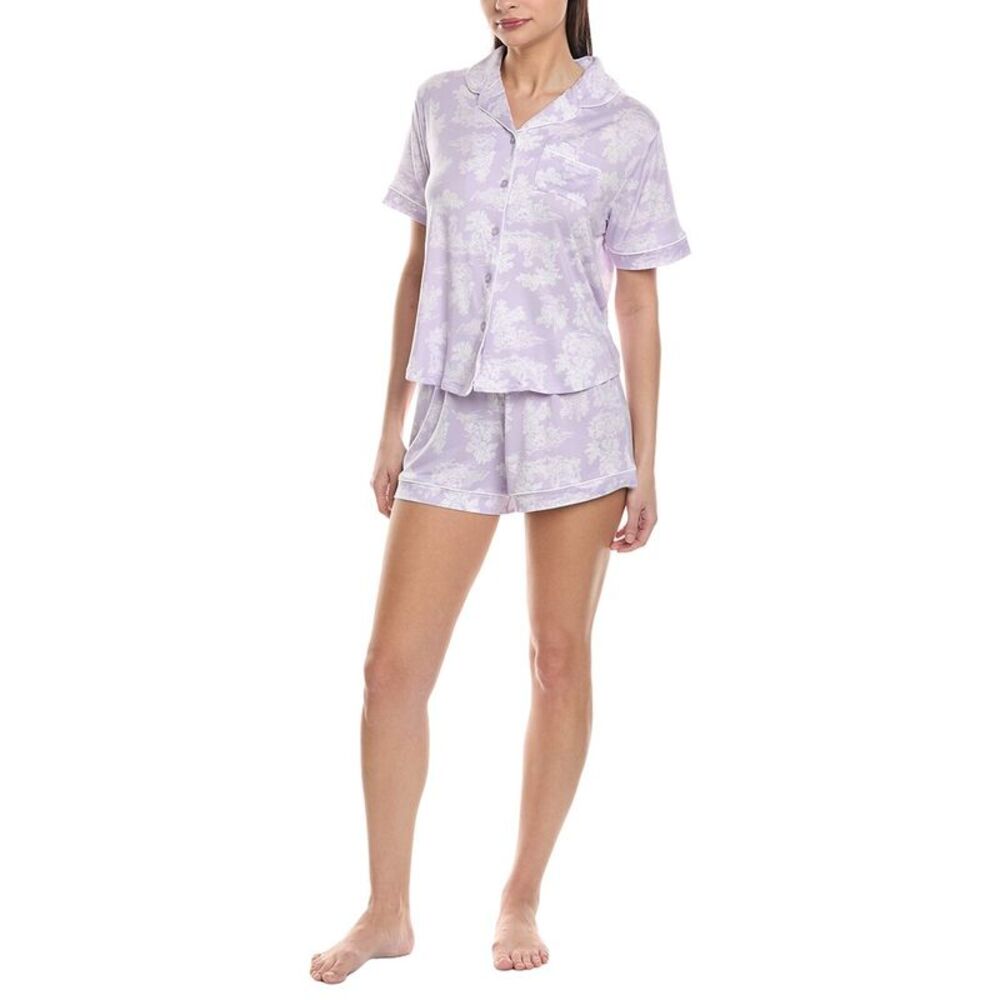 Flora By Flora Nikrooz Womens  2Pc Printed Sleep Set, Purple